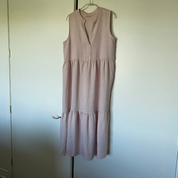 Robe rose longue sans manches en lin - Picture 1 of 5
